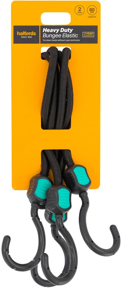 Halfords Essentials Heavy Duty Bungee Elastic 80cm x2 Halfords Essentials Heavy Duty Bungee Elastic 80cm x2