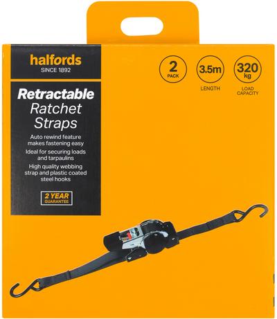 Halfords Patended 3.5M Retractable Ratchet Straps Halfords Patended 3.5M Retractable Ratchet Straps