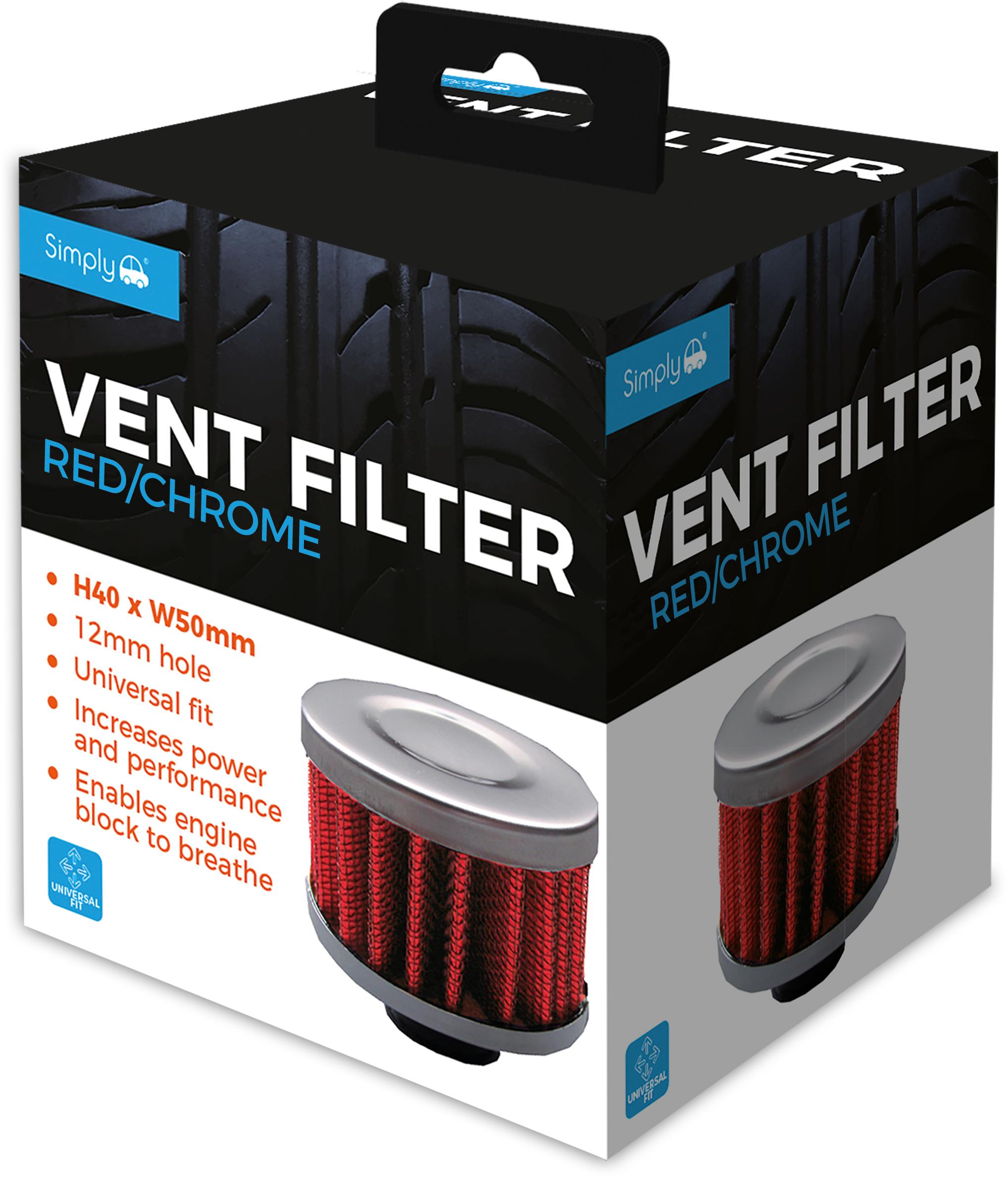 Ripspeed Universal Vent Filter Gauze/Chrome Finish - Red