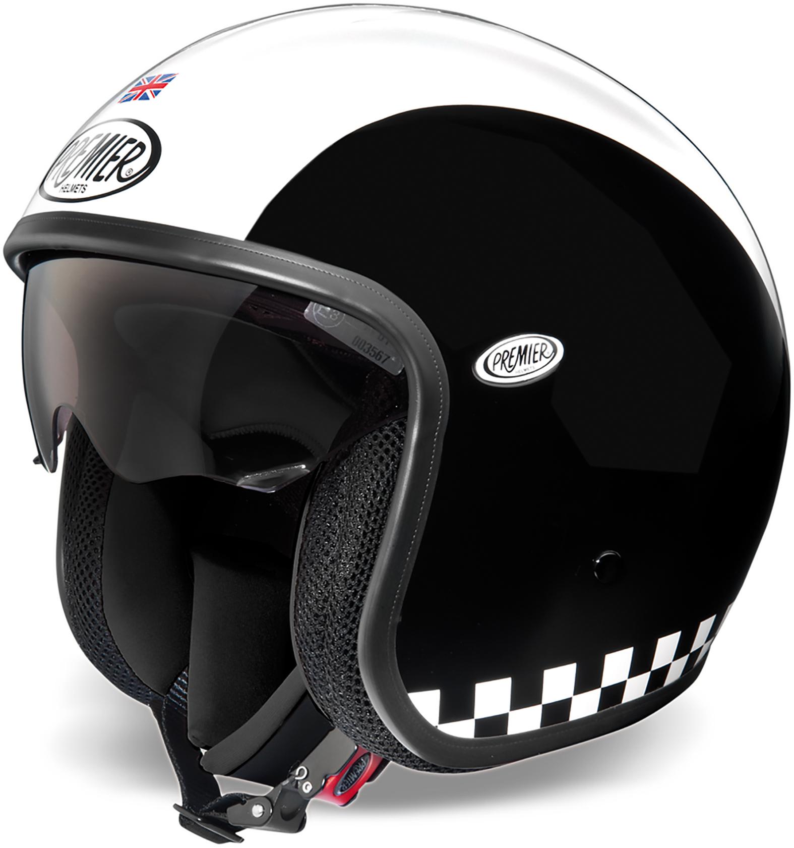 Premier Open Face Vintage Helmet Matt Black/White - Extra Large
