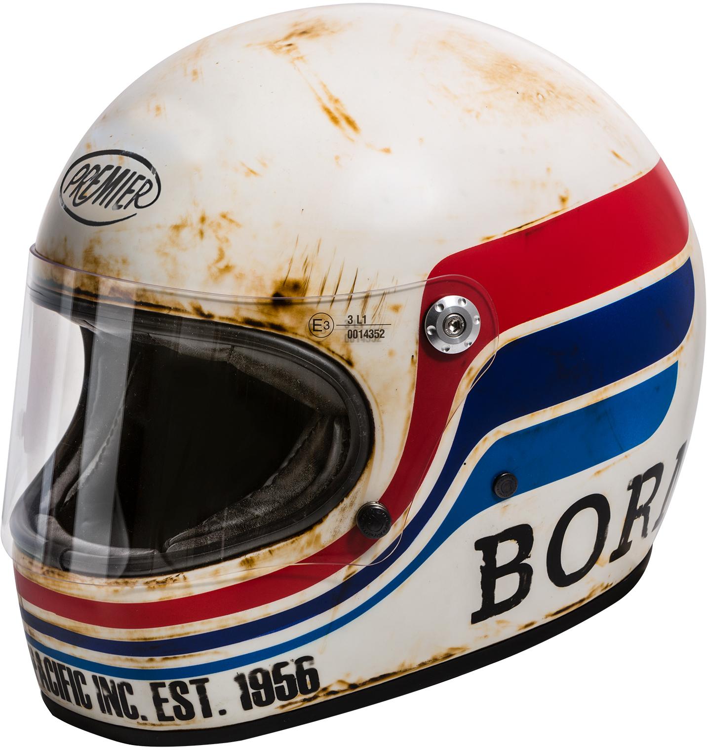 Premier Trophy Vintage Helmet Matt White/Black/Red - Extra Large