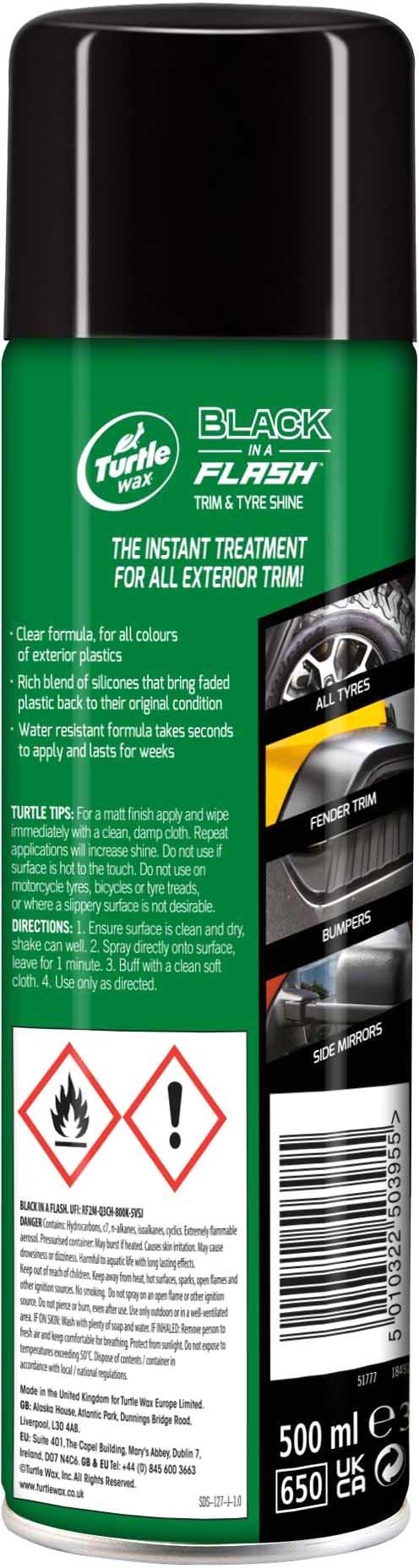 Turtle Wax Black In a Flash Trim & Tyre Wax 500ML