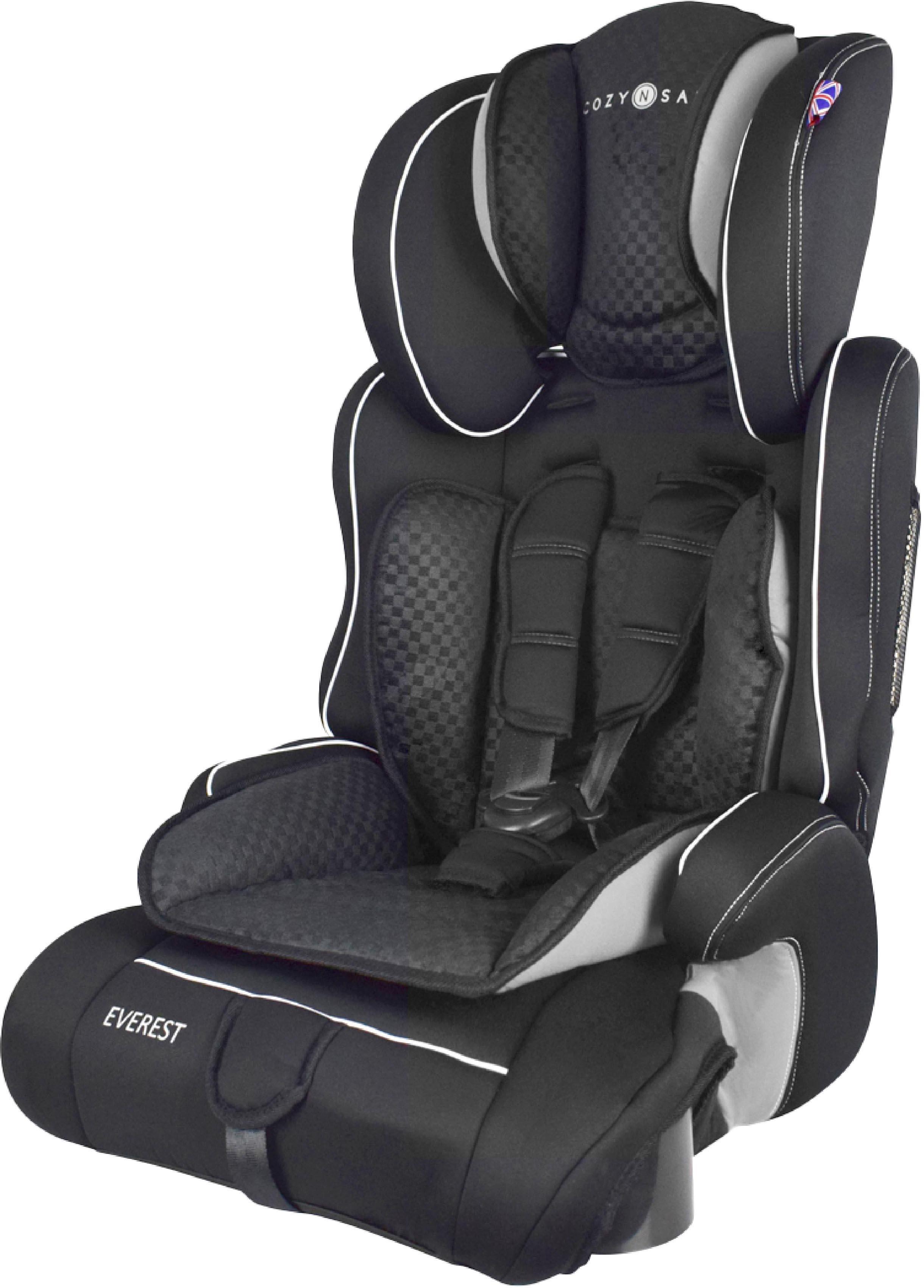 Image of Cozynsafe Everest Group 1/2/3 Child Car Seat With Cup Holders - Black/Red