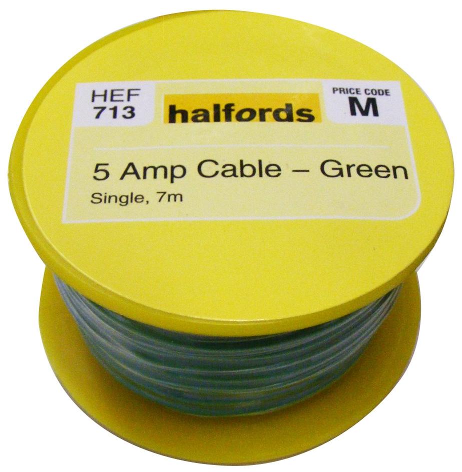 Halfords 5 Amp Cable Green HEF713
