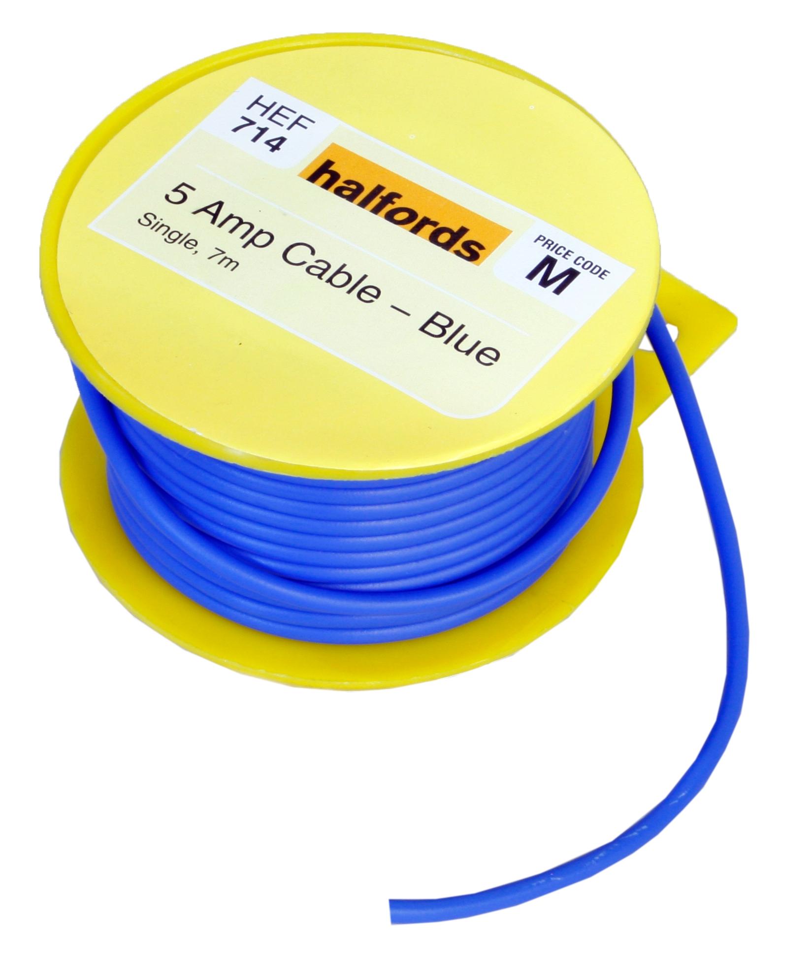 Halfords 5 Amp Cable Blue Hef714