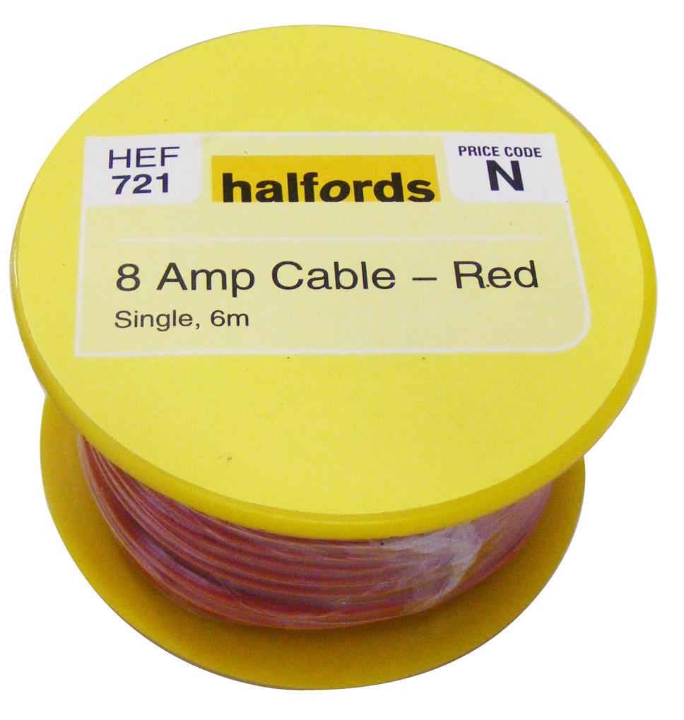 Halfords 8 Amp Cable Red Hef721