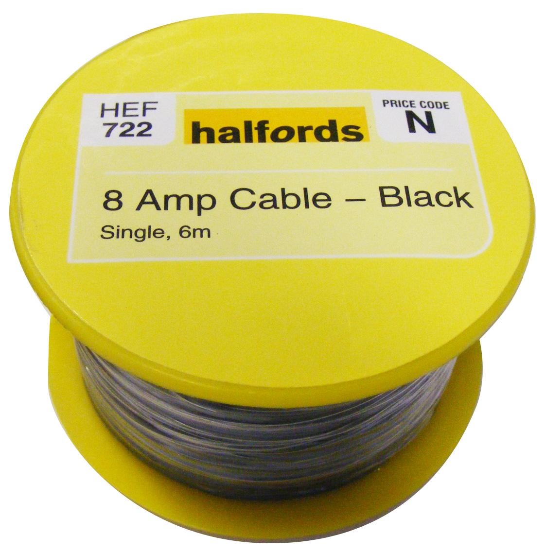 Halfords 8 Amp Cable Black Hef722