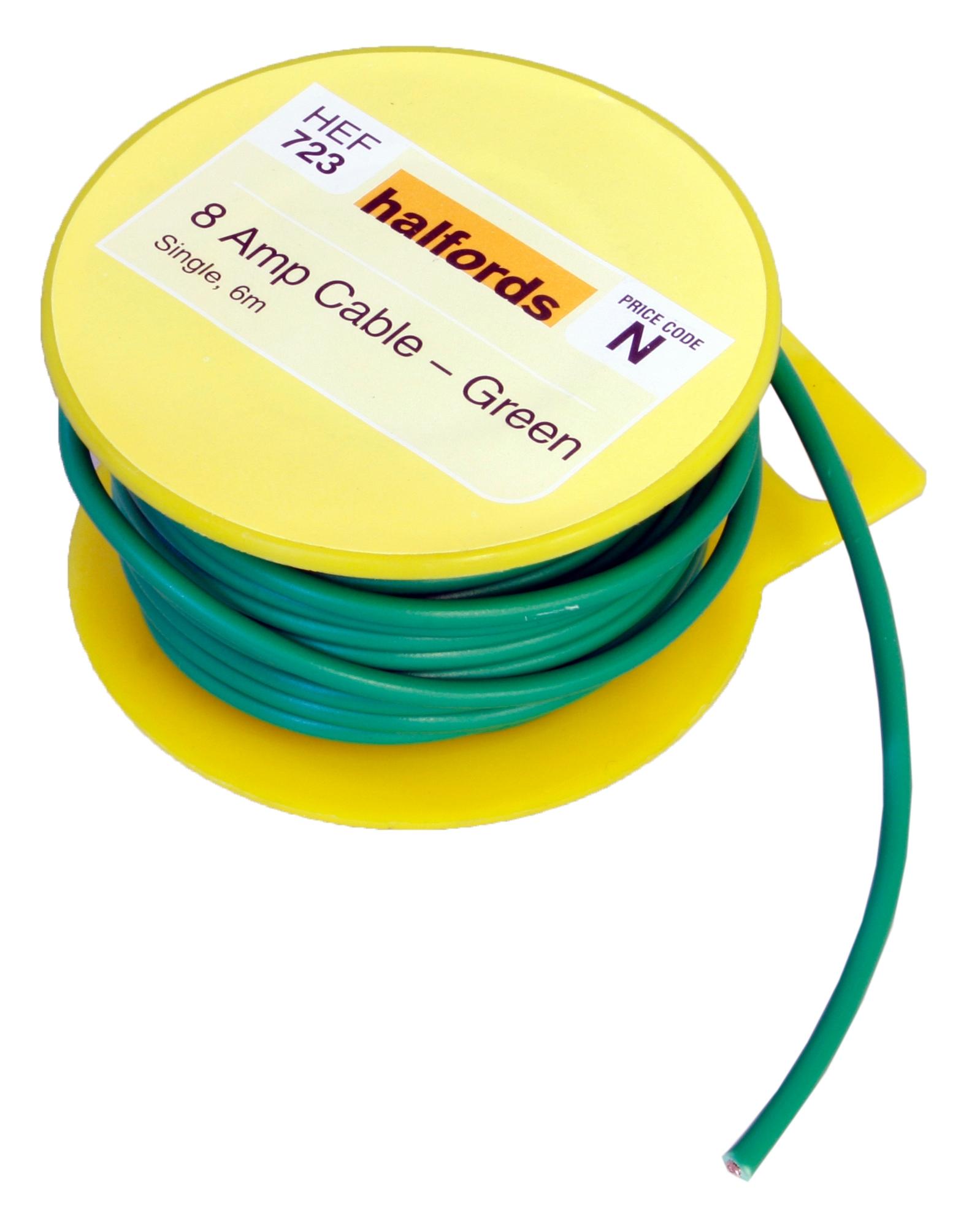 Halfords 8 Amp Cable Green Hef723