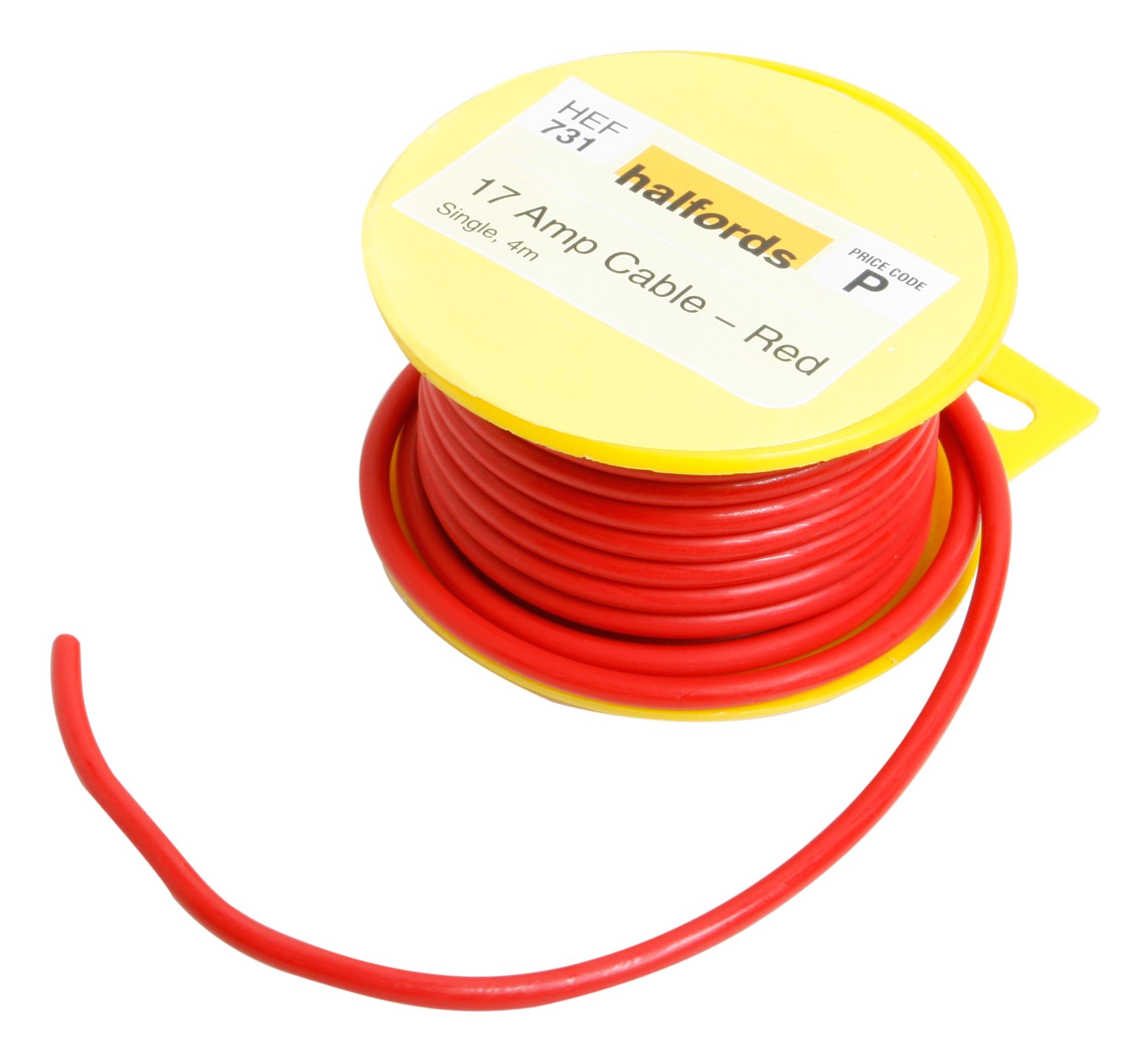 Halfords 17 Amp Cable Red Hef731