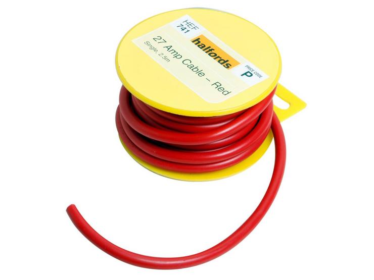 Halfords 27 Amp Cable Red HEF741