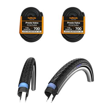 2x Schwalbe Marathon 700x28c & Free Presta Inner Tubes Bundle