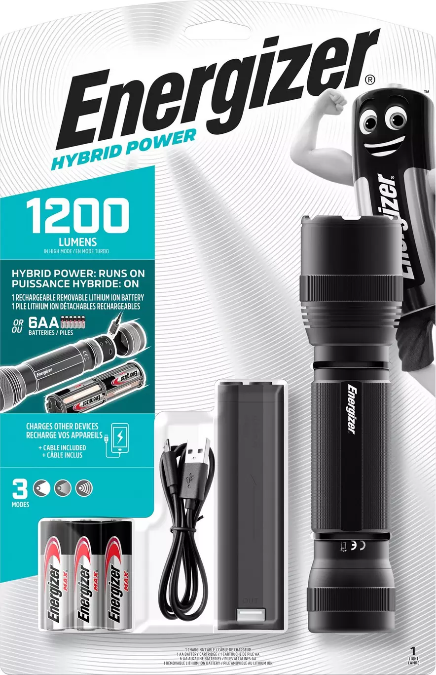 Energizer Hybrid 1200-Lumen 3 Modes LED Rechargeable Flashlight