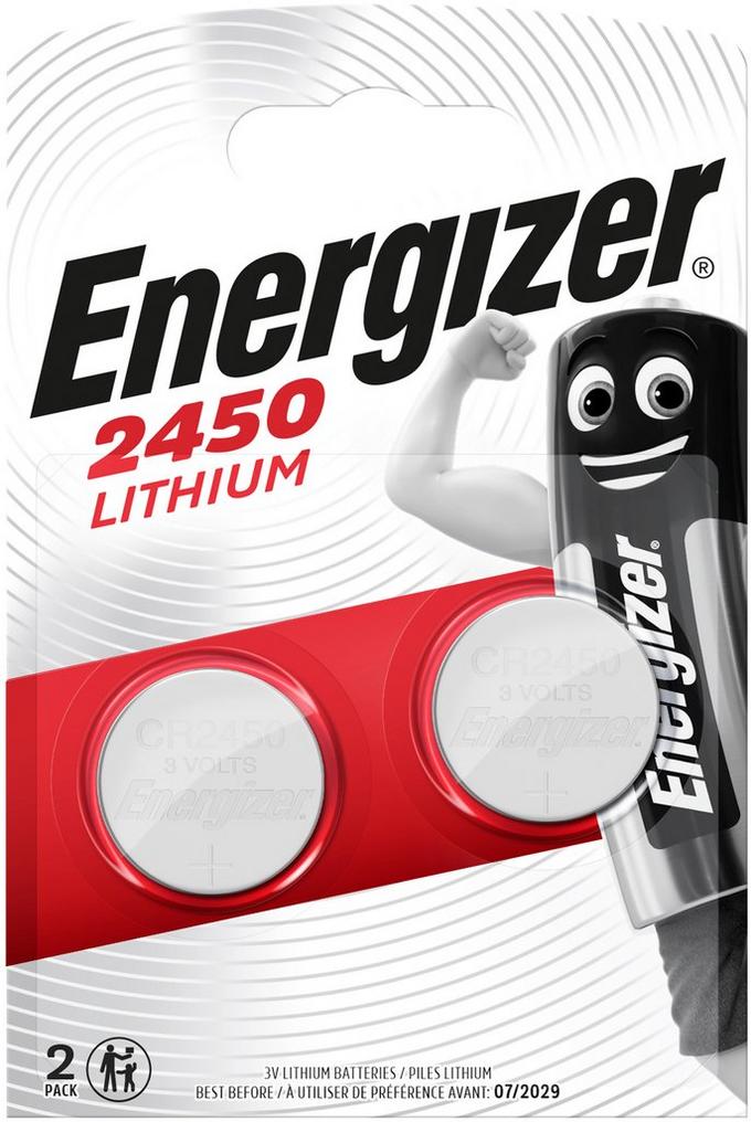 ENERGIZER CR2450 Lithium Coin Battery, 2 pack