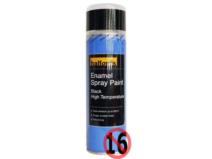Halfords Enamel High Temperature Spray Paint Black 300ml