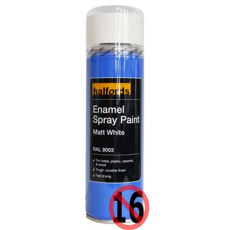 Halfords Enamel Spray Paint Matt White 300ml