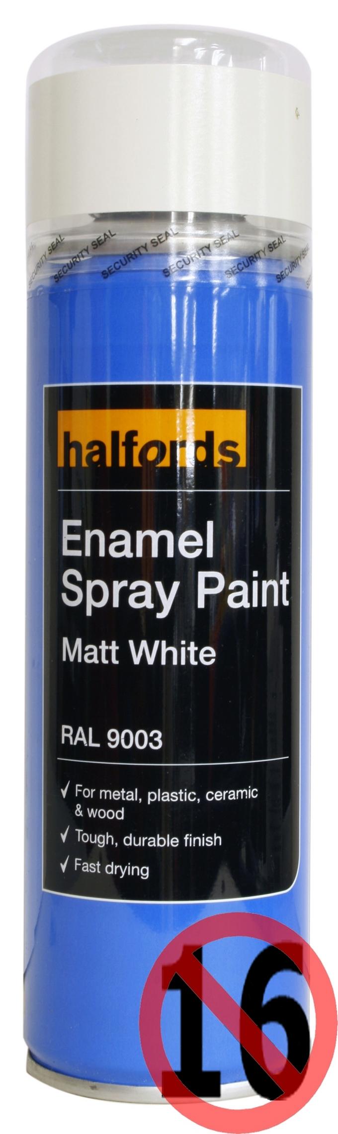 Halfords Enamel Spray Paint Matt White 300ml