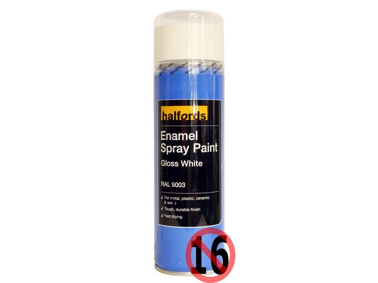 Halfords Enamel Spray Paint Gloss White 300ml