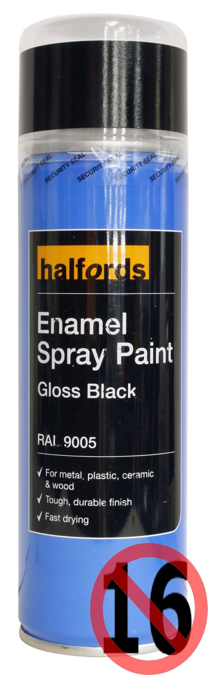 Halfords Enamel Spray Paint Gloss Black 300ml