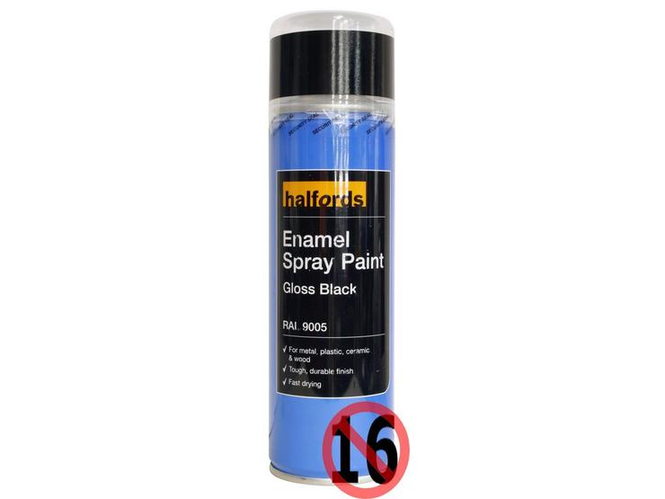 Halfords Enamel Spray Paint Gloss Black 300ml