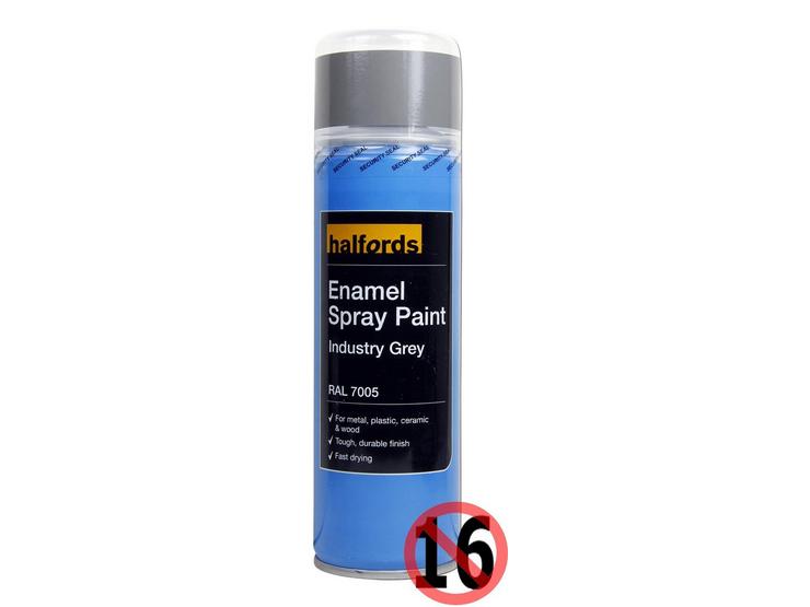Halfords Enamel Spray Paint Industrial Grey 300ml