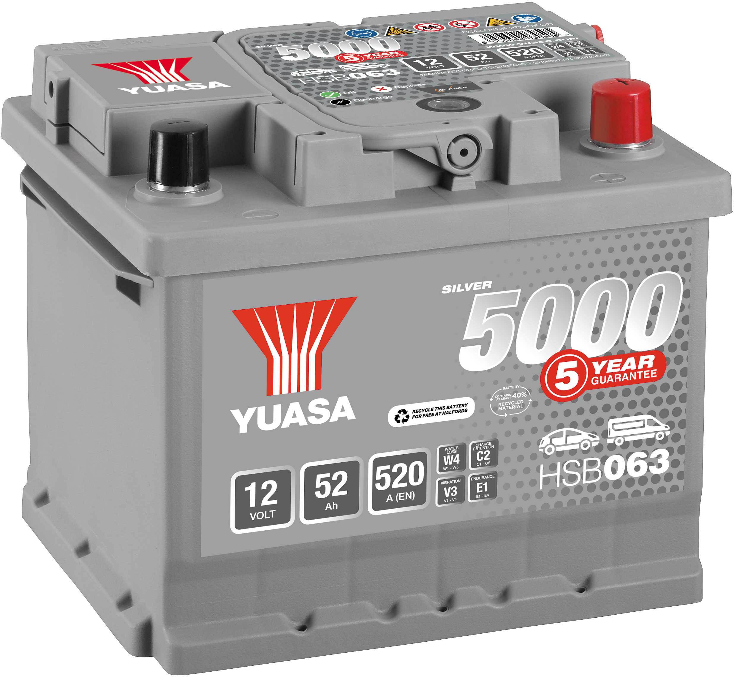 Yuasa Hsb063 Silver 12V Car Battery 5 Year Guarantee