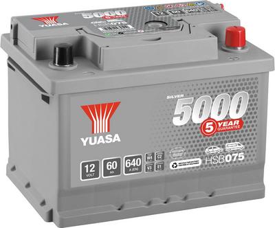 Yuasa HSB075 Silver 12V Car Battery 5 Year Guarantee Yuasa HSB075 Silver 12V Car Battery 5 Year Guarantee