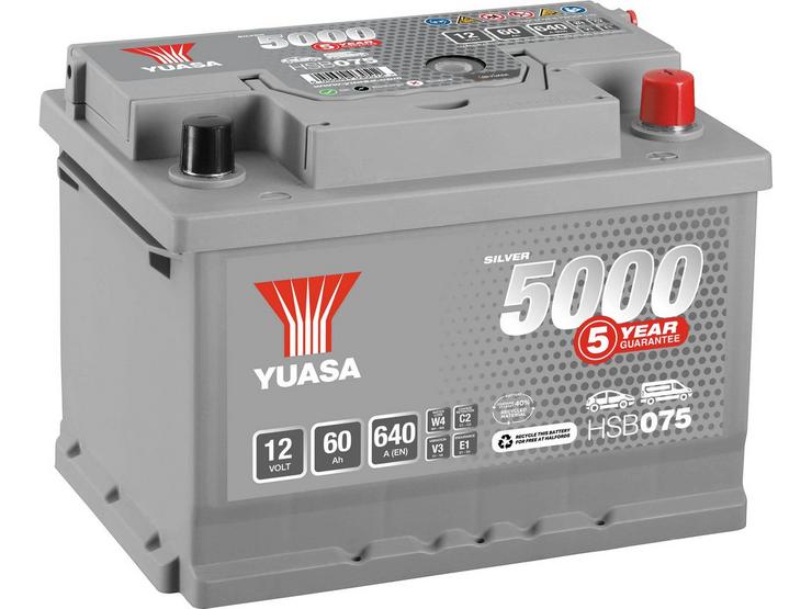 Yuasa HSB075 Silver 12V Car Battery 5 Year Guarantee