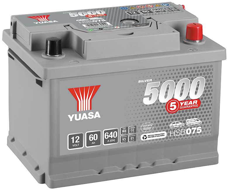 Yuasa HSB075 Silver 12V Car Battery 5 Year Guarantee