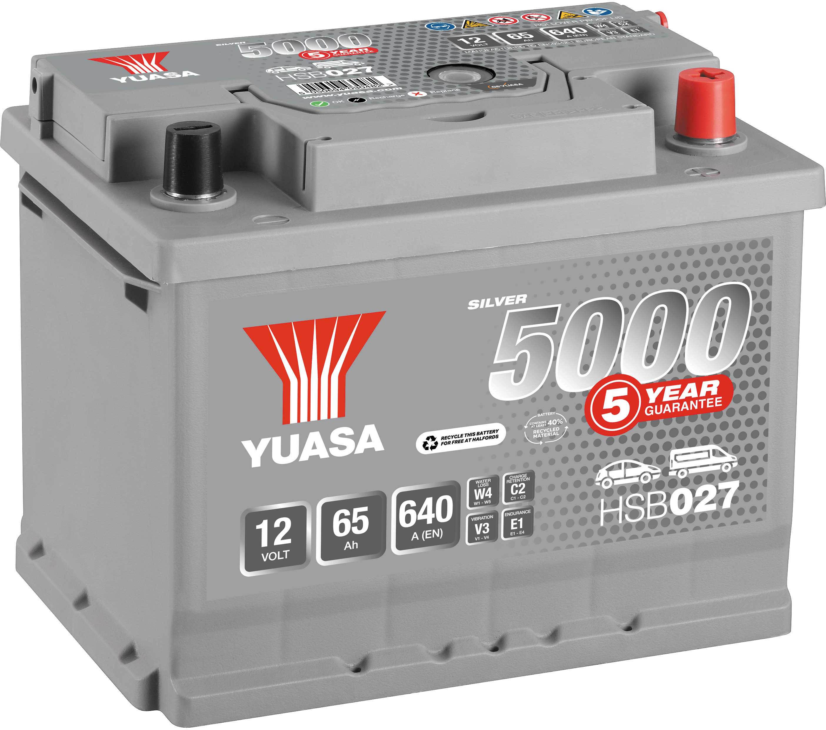 Yuasa Hsb013 Silver 12V Car Battery 5 Year Guarantee