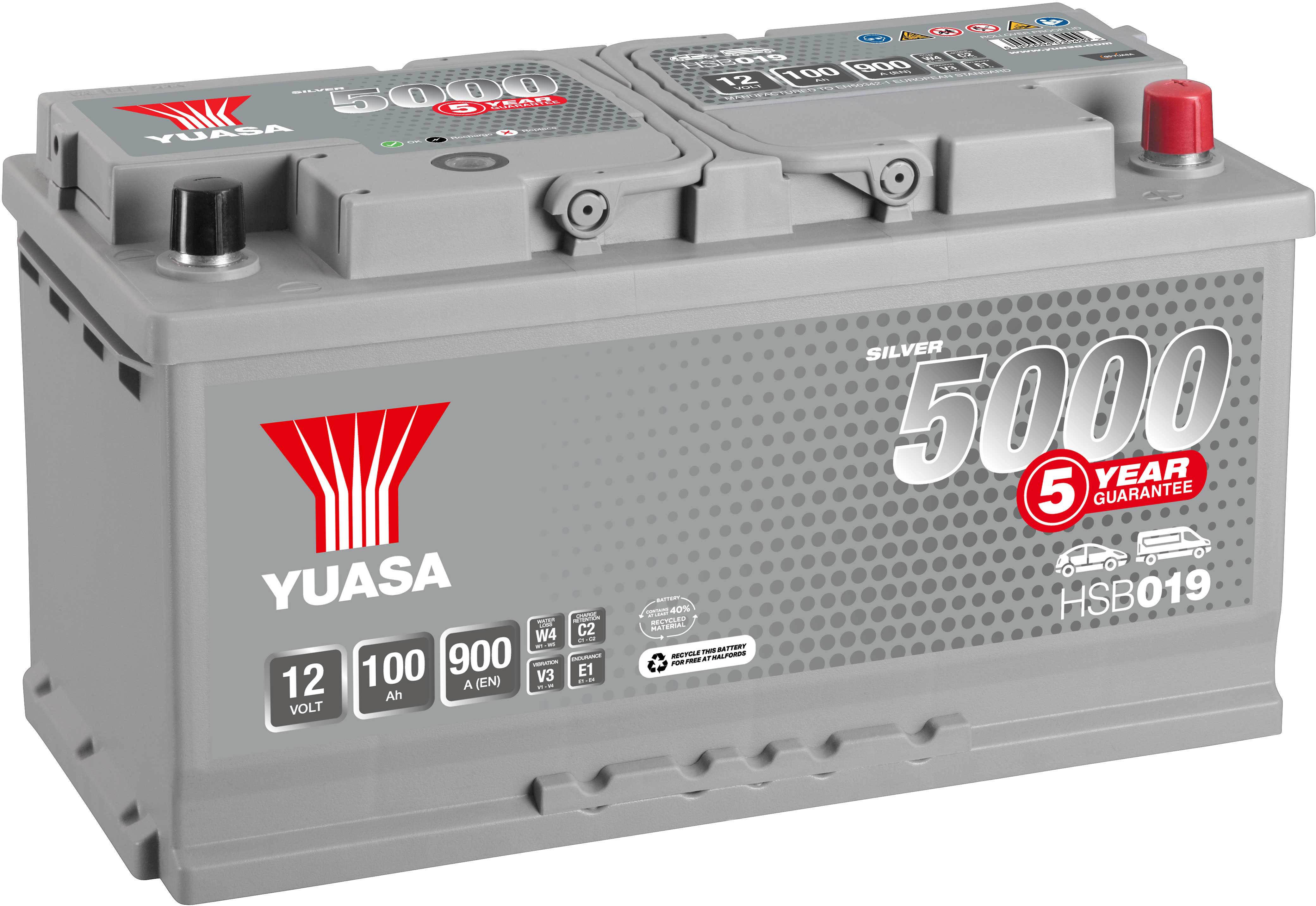 Yuasa  Hsb019 Silver 12V Car Battery 5 Year Guarantee