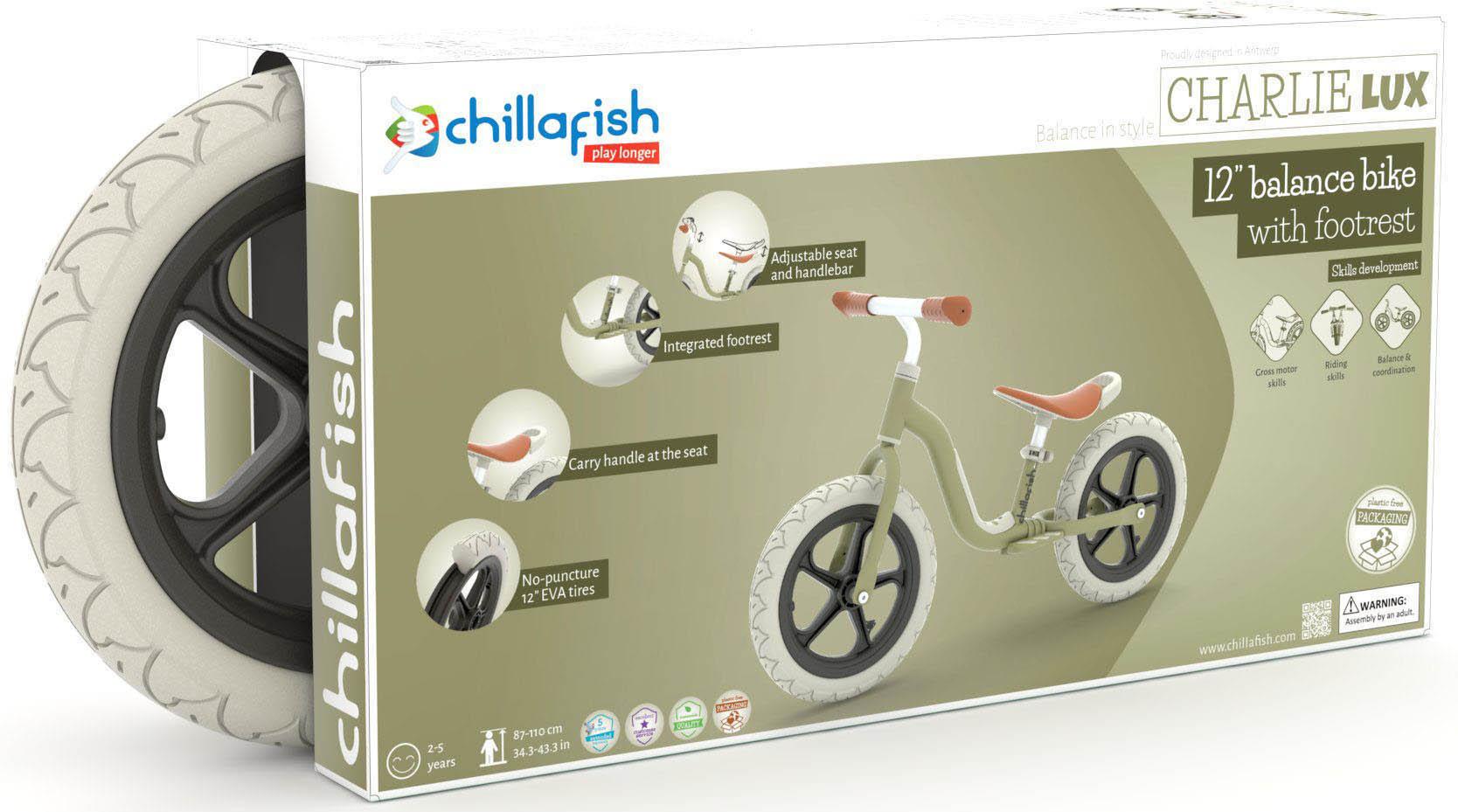 Chillafish Charlie LUX Balance Bike - Olive - 12" Wheel