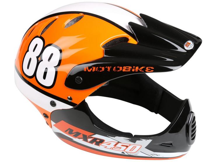 Motobike MXR450 Full Face Kids Bike Helmet - Orange (54-58cm)