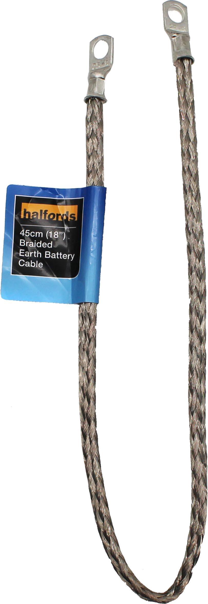 Halfords Braided Earth Battery Cable 45Cm (18 Inch)