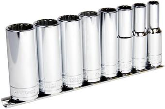 Halfords Advanced 8 Piece Deep Socket Rail 3/8"