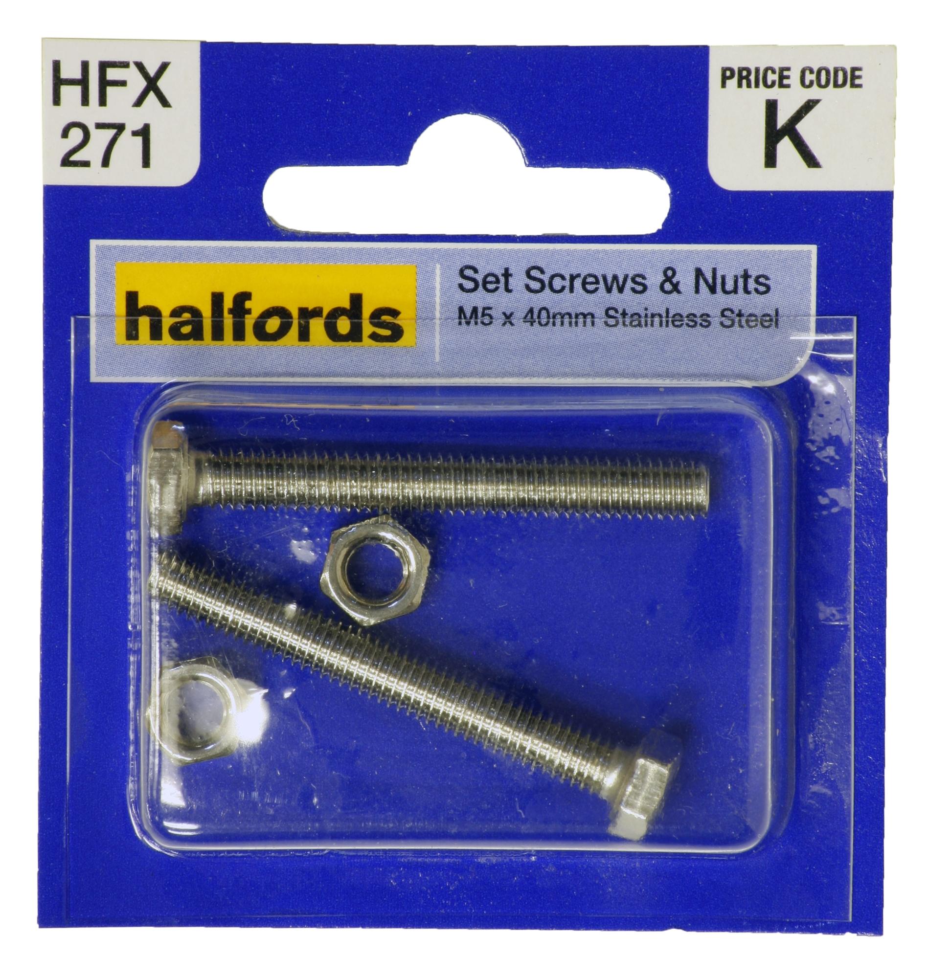 Halfords Set Screws And Nuts M5 X 40Mm