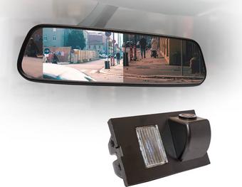 Motormax Mirror Monitor and Volkswagen Reverse Camera Kit with 105° Viewing Angle