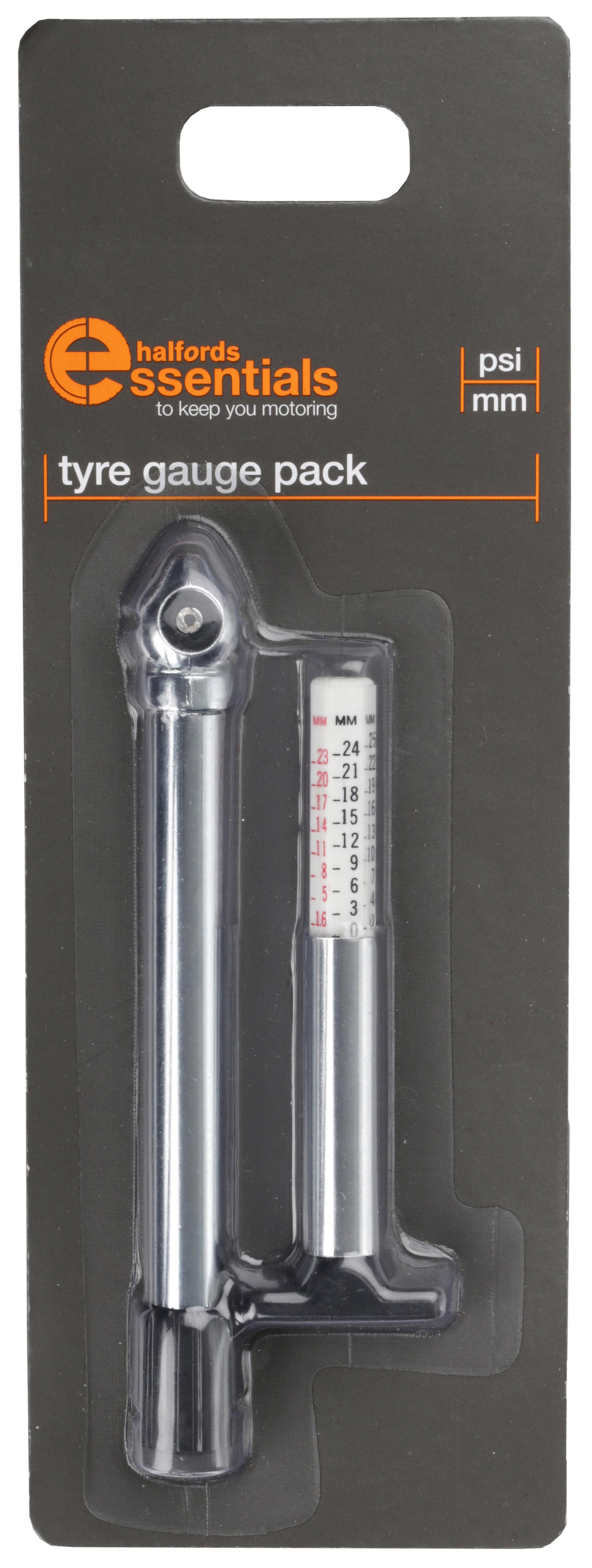 Halfords Essentials Analogue Tread Depth & Pressure Gauge