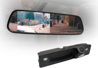 Motormax Mirror Monitor and Audi, Volkswagen, Skoda Reverse Camera Kit with 105° Viewing Angle