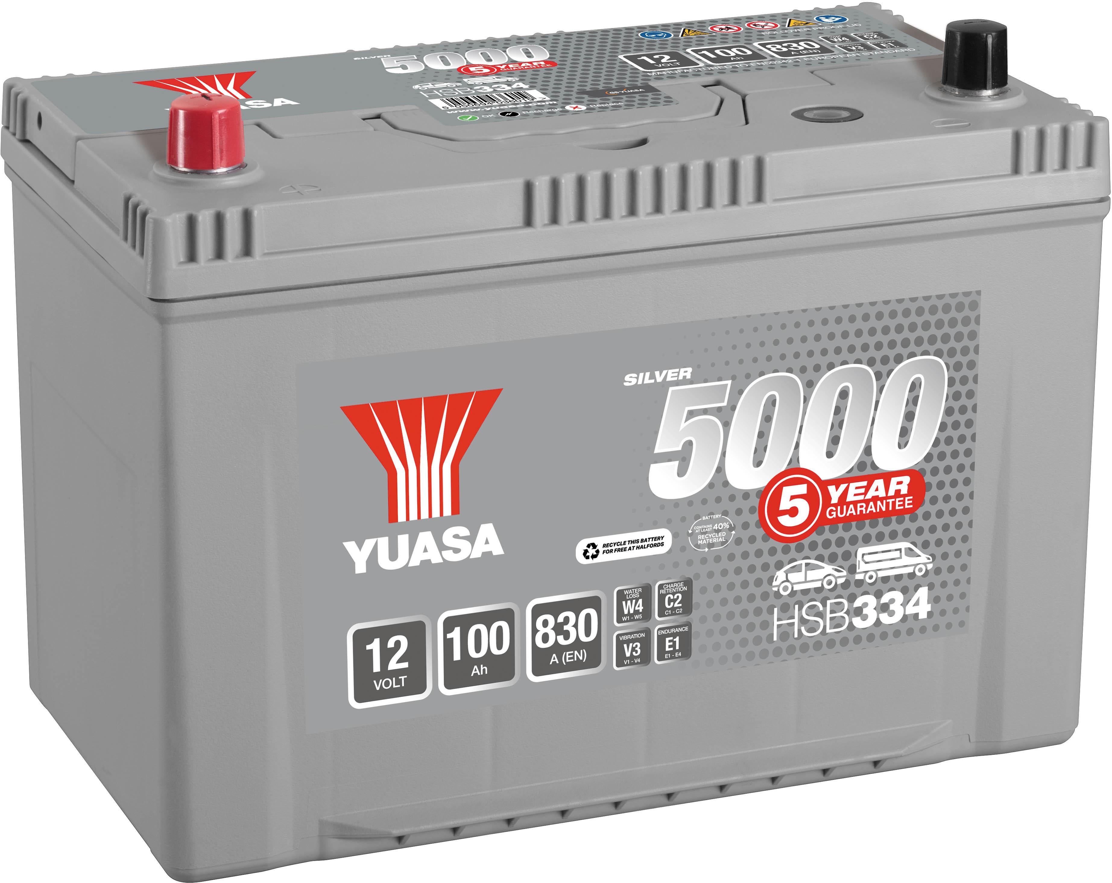 Yuasa Hsb334 Silver 12V Car Battery 5 Year Guarantee