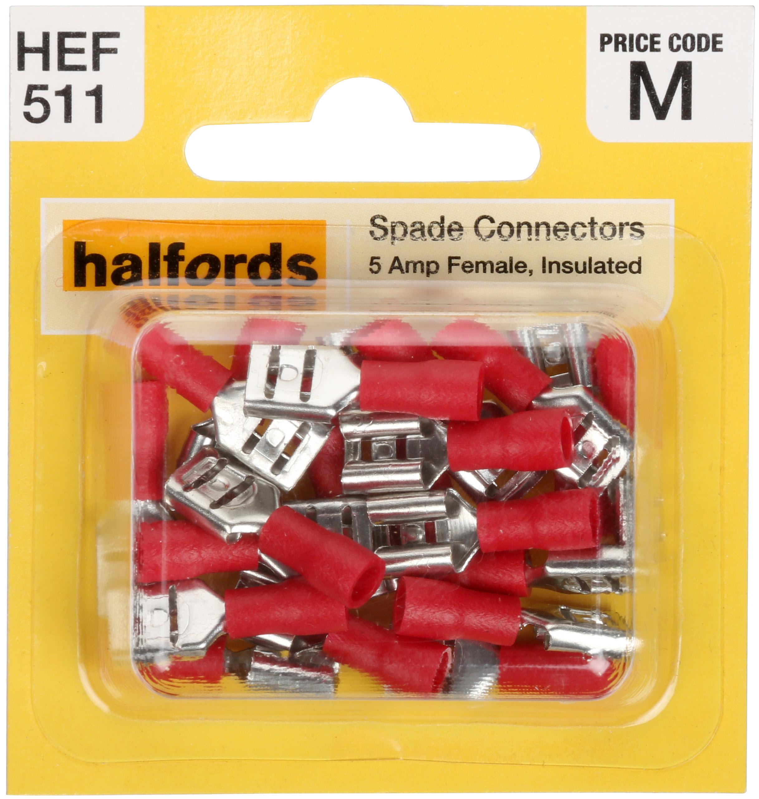Halfords Spade Connectors (Hef511) 5 Amp/Female