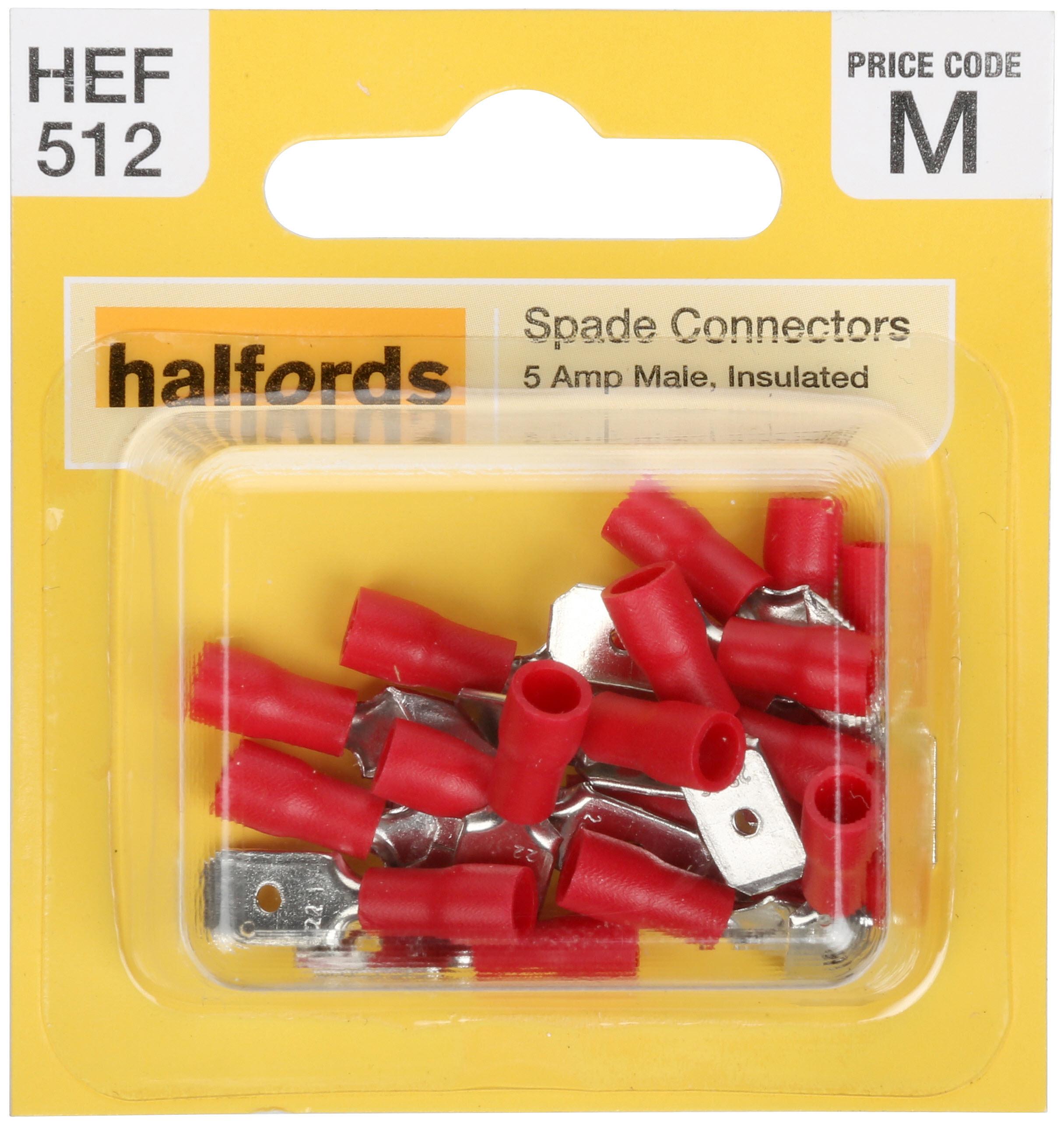 Halfords Spade Connectors (Hef512) 5 Amp/Male