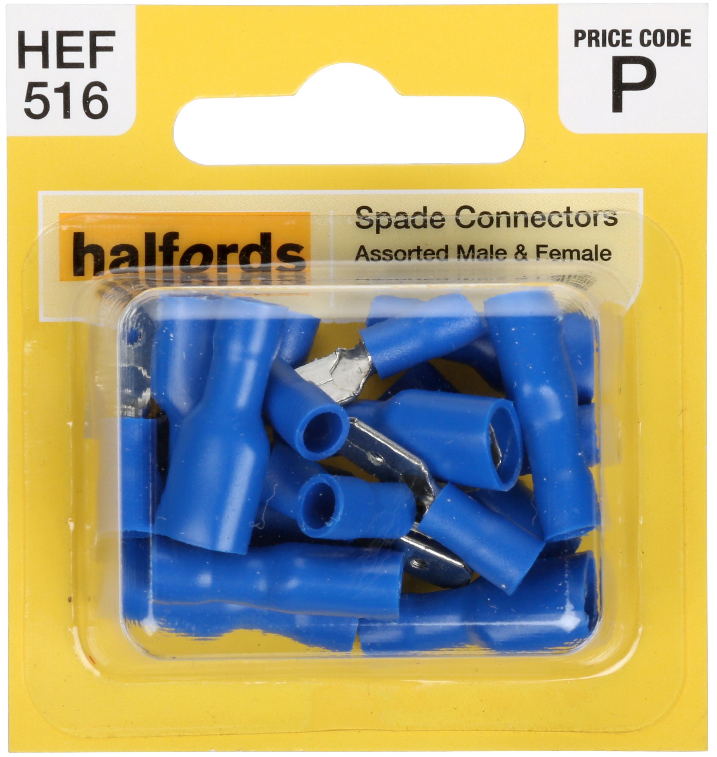 Halfords Assorted Spade Connectors (Hef516) Male & Female