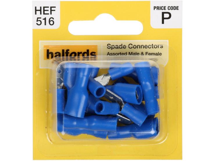 Halfords Assorted Spade Connectors (HEF516) Male & Female