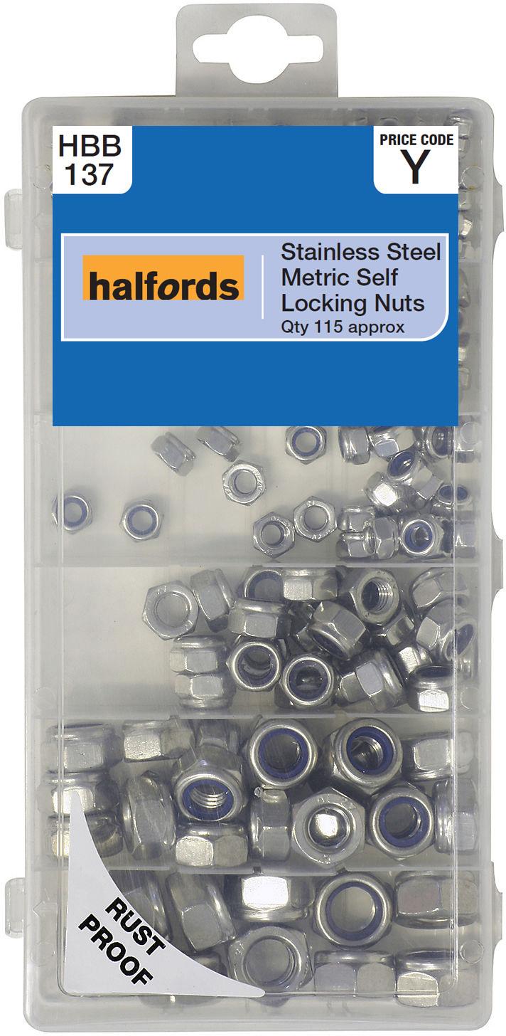 Halfords Assorted Stainless Steel Self Lock Nuts