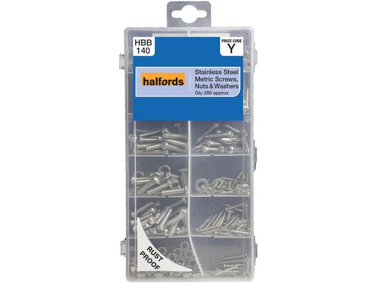 Halfords Assorted Stainless Steel Screws, Nuts & Washers