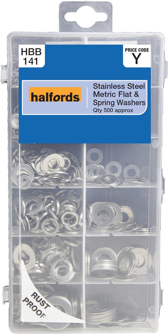 Halfords Assorted Stainless Steel Flat & Spring Washers