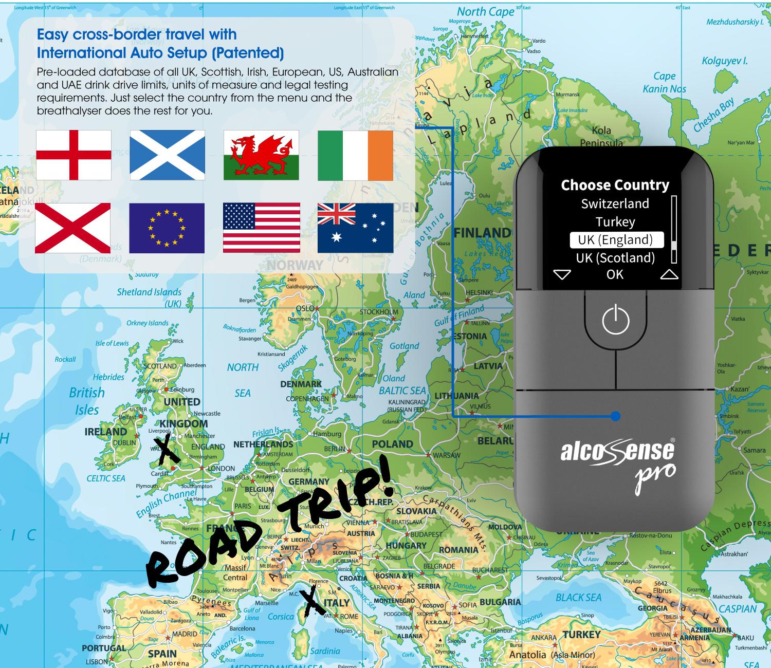 Alcosense Pro Breathalyser - Over 25 Countries