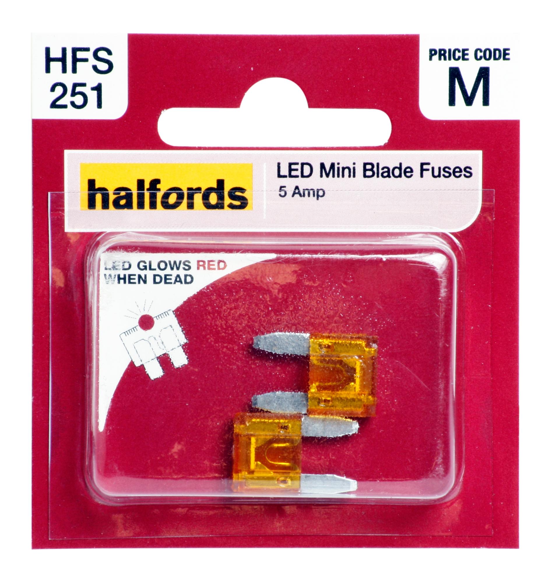 Halfords Led Mini Blade Fuses 5 Amp (Hfs251)