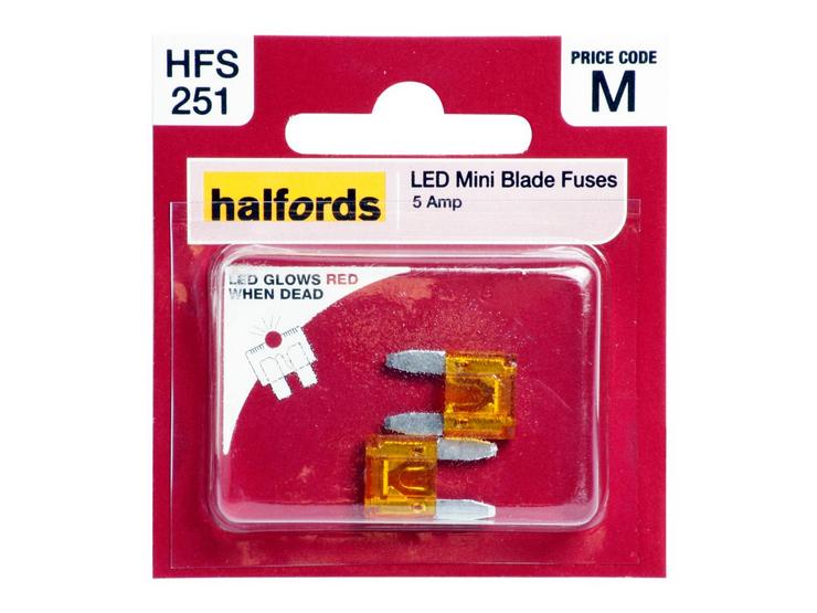 Halfords LED Mini Blade Fuses 5 Amp (HFS251)