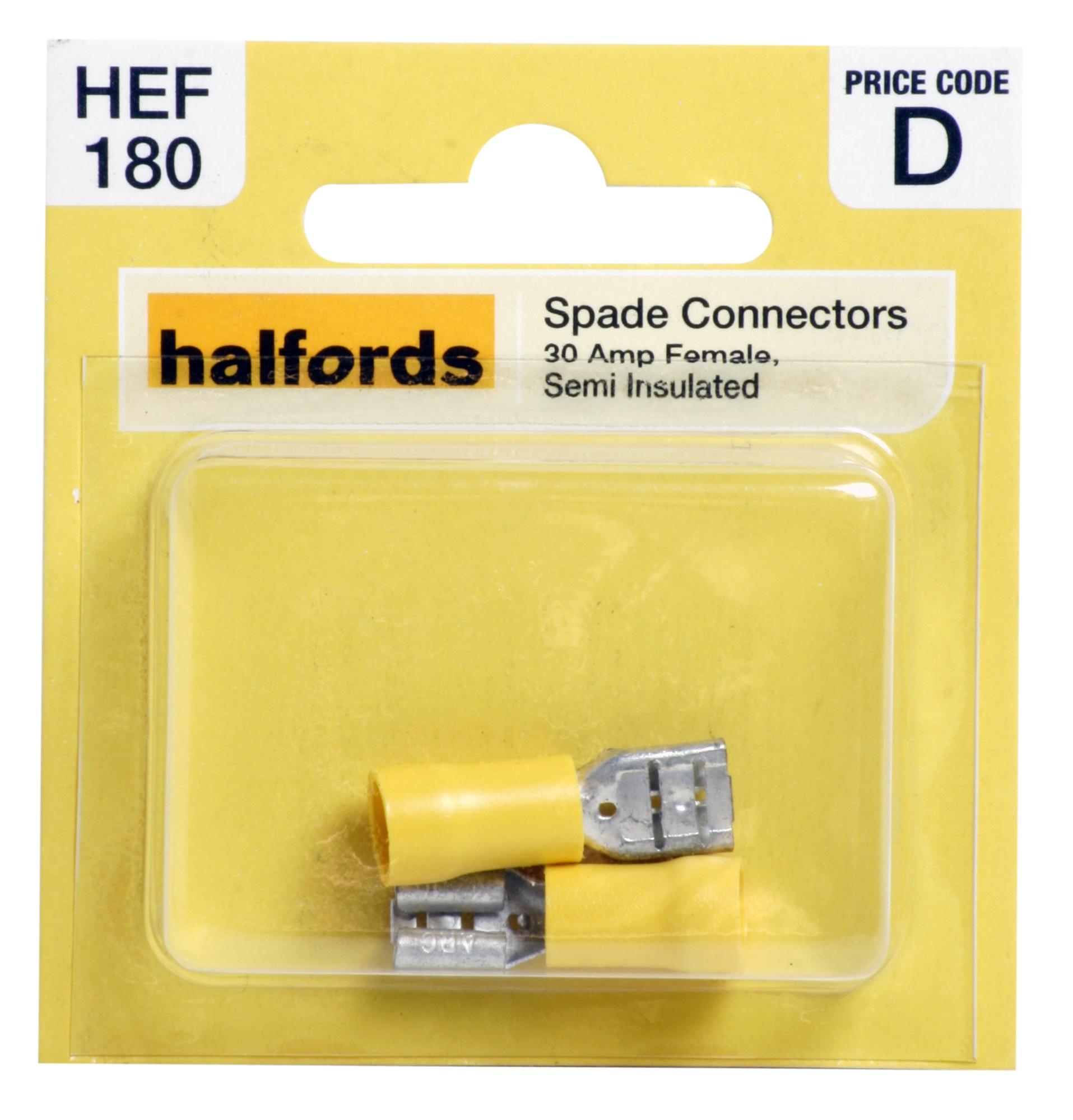 Halfords Spade Connectors 30 Amp Female Semi Insulated